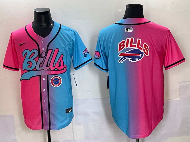 Men 2025 Buffalo Bills Blank Blue pink Nike Limited NFL Jersey 004
